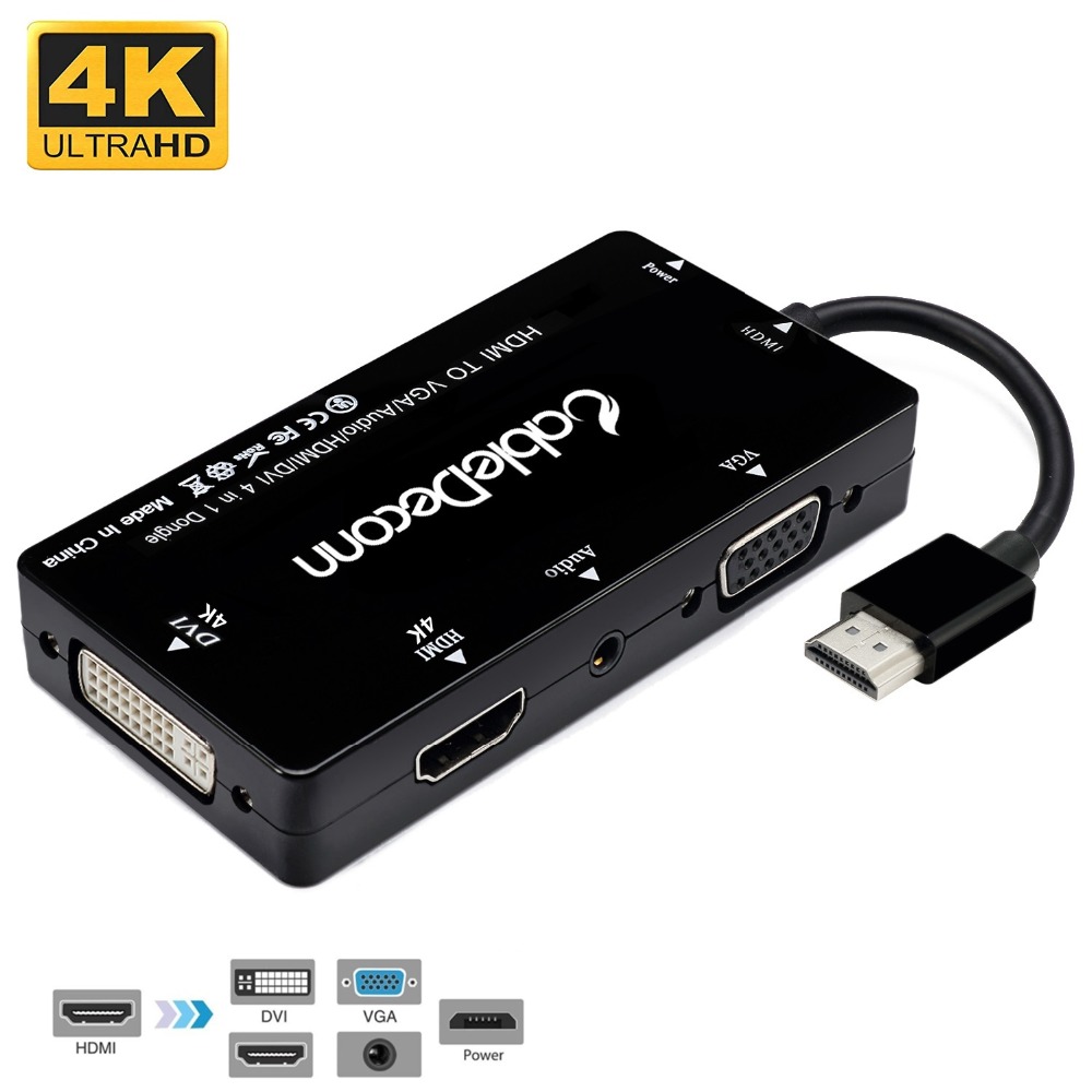CableDeconn Ƽ Ʈ 4-in-1 HDMI-HDMI DVI 4K VGA..